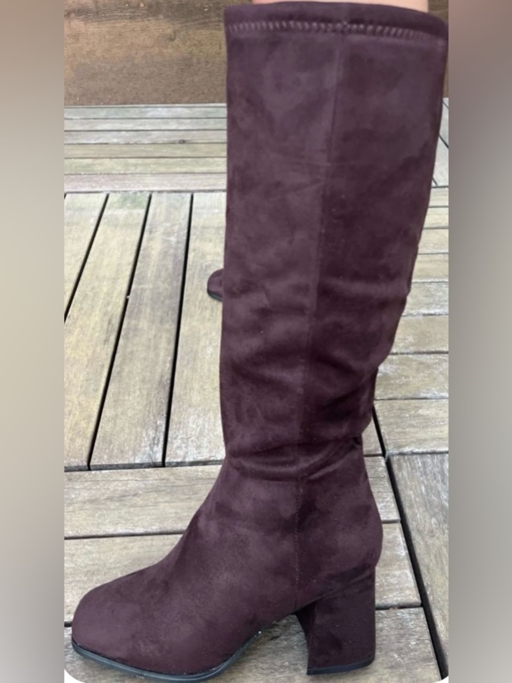 TOP Moda Comfort Milan Brown Faux Suede Knee Boots: Size 6.5